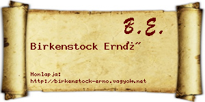 Birkenstock Ernő névjegykártya